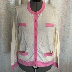 Charter Club Cream and Pink Cardigan